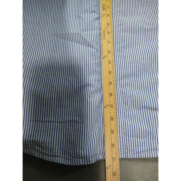 Chaps Shirt Mens 2XL XXL Blue White Striped Seersucker Short Sleeve Button Down - Picture 3 of 6